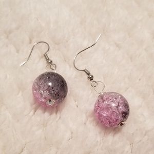Hand made Two tone purple sphere earrings.